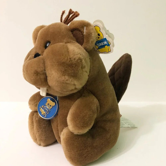 Vintage 1984 R Dakin Brown Beaver Stuffed Animal Plush Toy Sawdust Nature Babies - Picture 16 of 16
